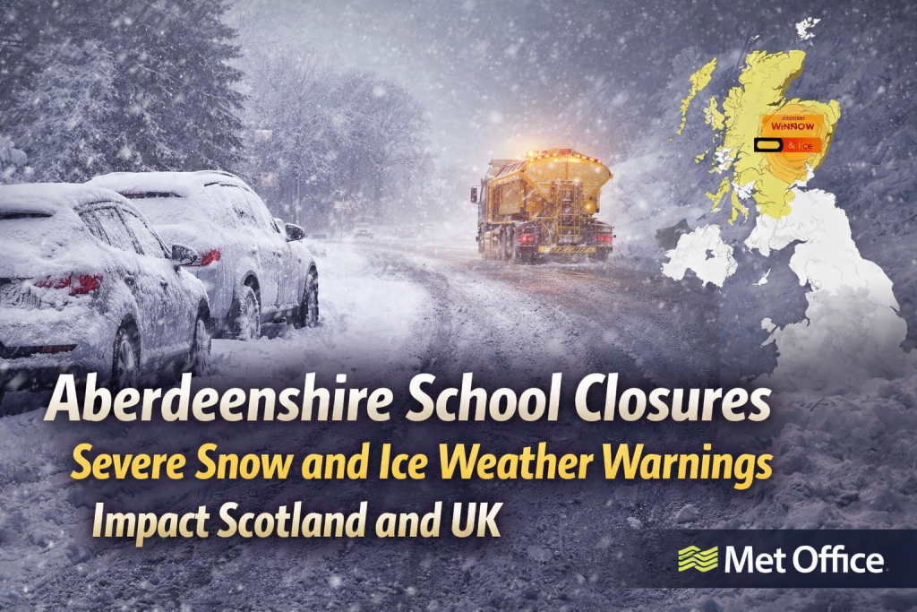 Snow and ice cause school closures across Aberdeenshire as severe winter weather hits Scotland