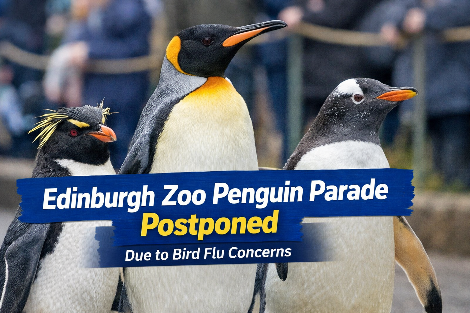 Penguins at Edinburgh Zoo as the popular penguin parade is postponed due to bird flu risk in Scotland