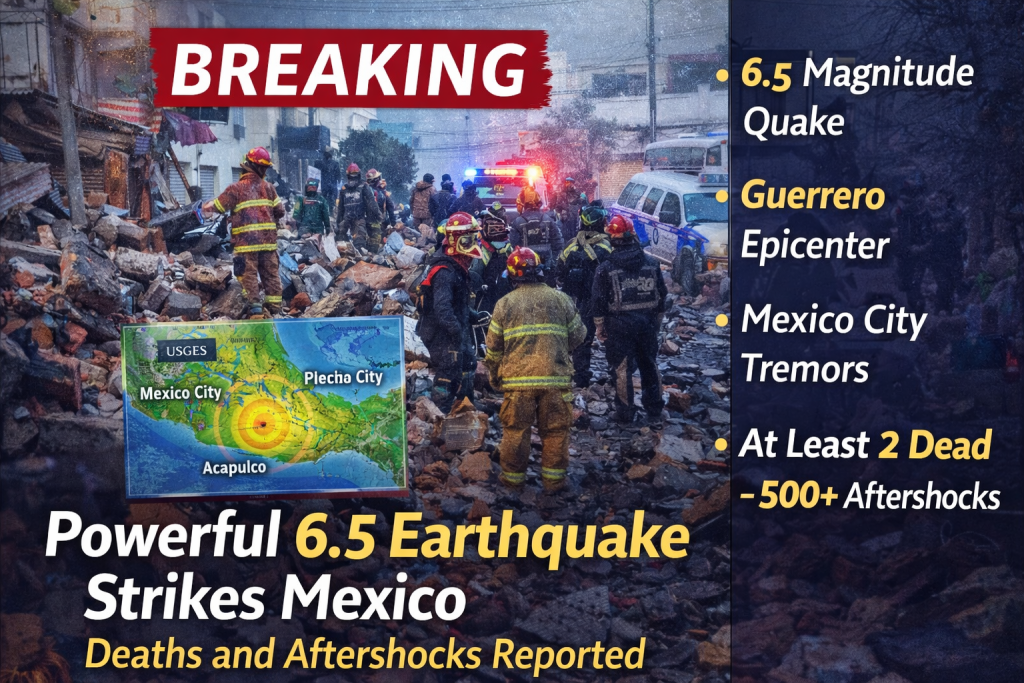 Rescue teams respond after a powerful earthquake strikes Mexico, with tremors felt in Mexico City