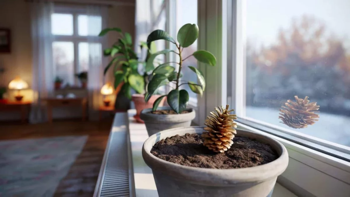 Pine Cone Houseplant Winter Care
