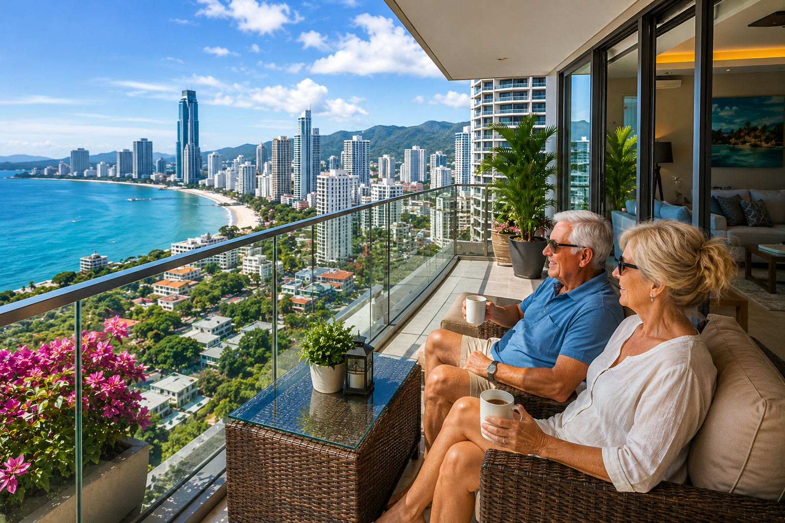 American retirees enjoying beach lifestyle in Thailand during retirement